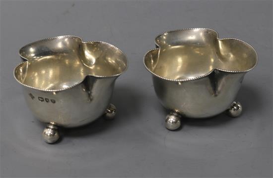 A pair of Victorian silver quatrefoil shaped salts, Horace Woodward & Co Ltd, London 1895, 31mm.